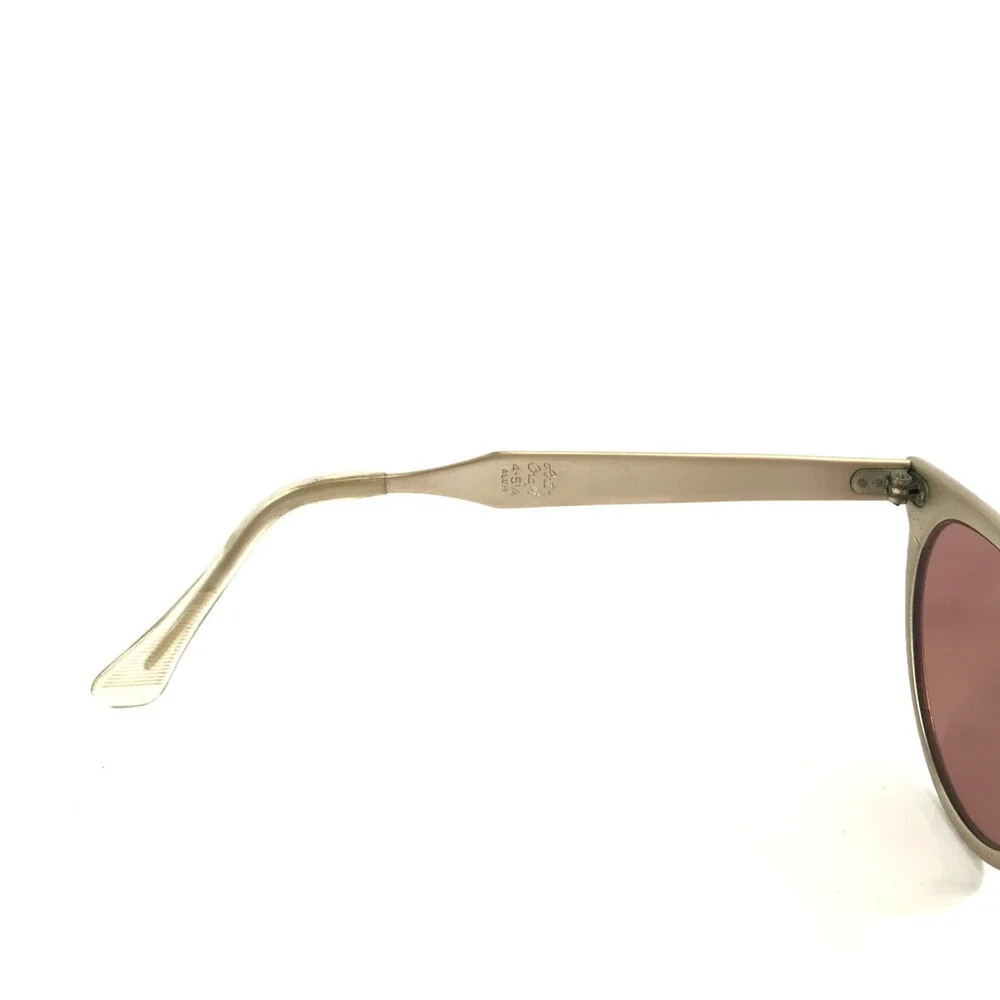 Vintage Artcraft Sunglasses 4-5 1/4 Satin Gold Aluminum Cat Eye w/ Red Lenses